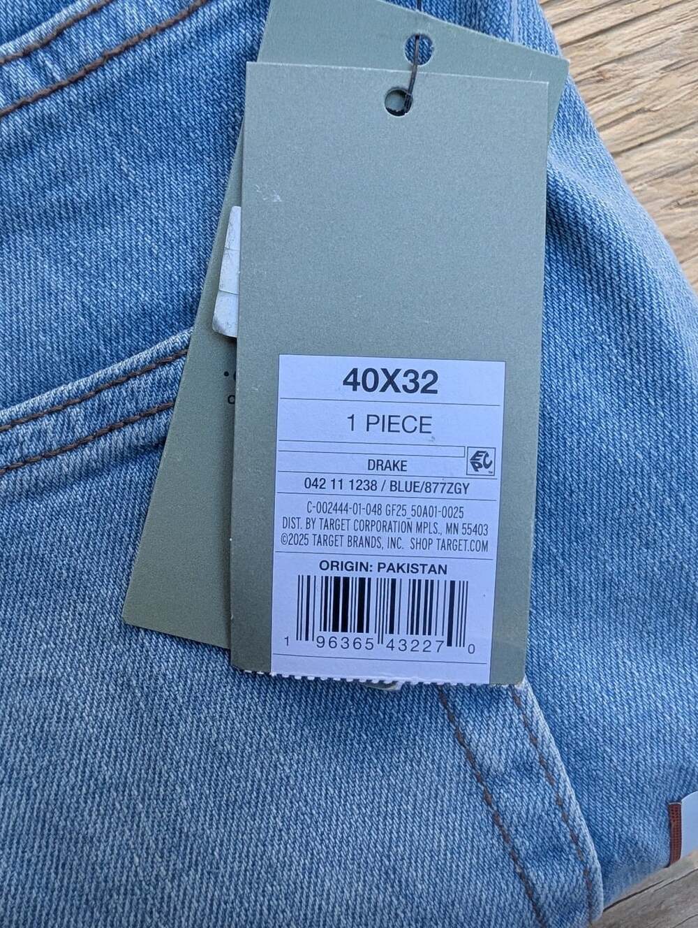 Goodfellow & Co Drake Slim Jeans 40x32 Blue Denim